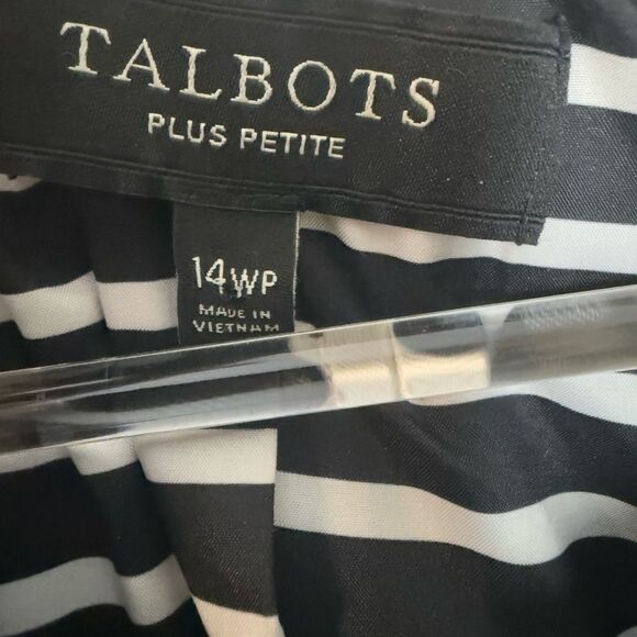 Talbots Women's Plus Size Black/White Fringe Trimmed Denim Jacket Blazer Sz 14WP - Picture 2 of 4